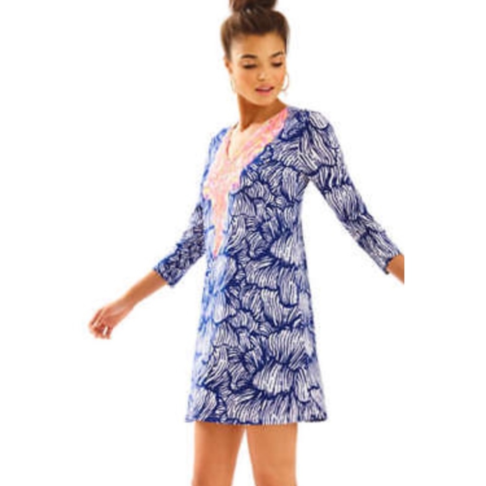 NWOT Bordeaux tunic dress house of nemo NAVY sz XS